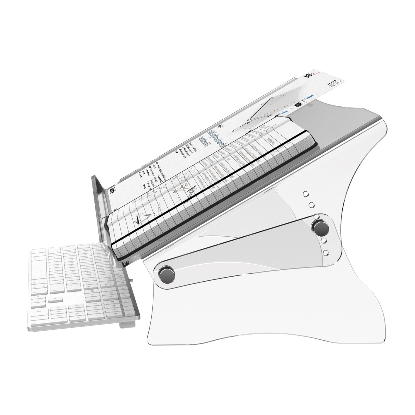 Dataflex Addit ErgoDoc® Porta Documenti Regolabile 410 - Acrilico Trasparente, Fino al Formato A3, Spazio per Tastiera, Capacità 6 kg