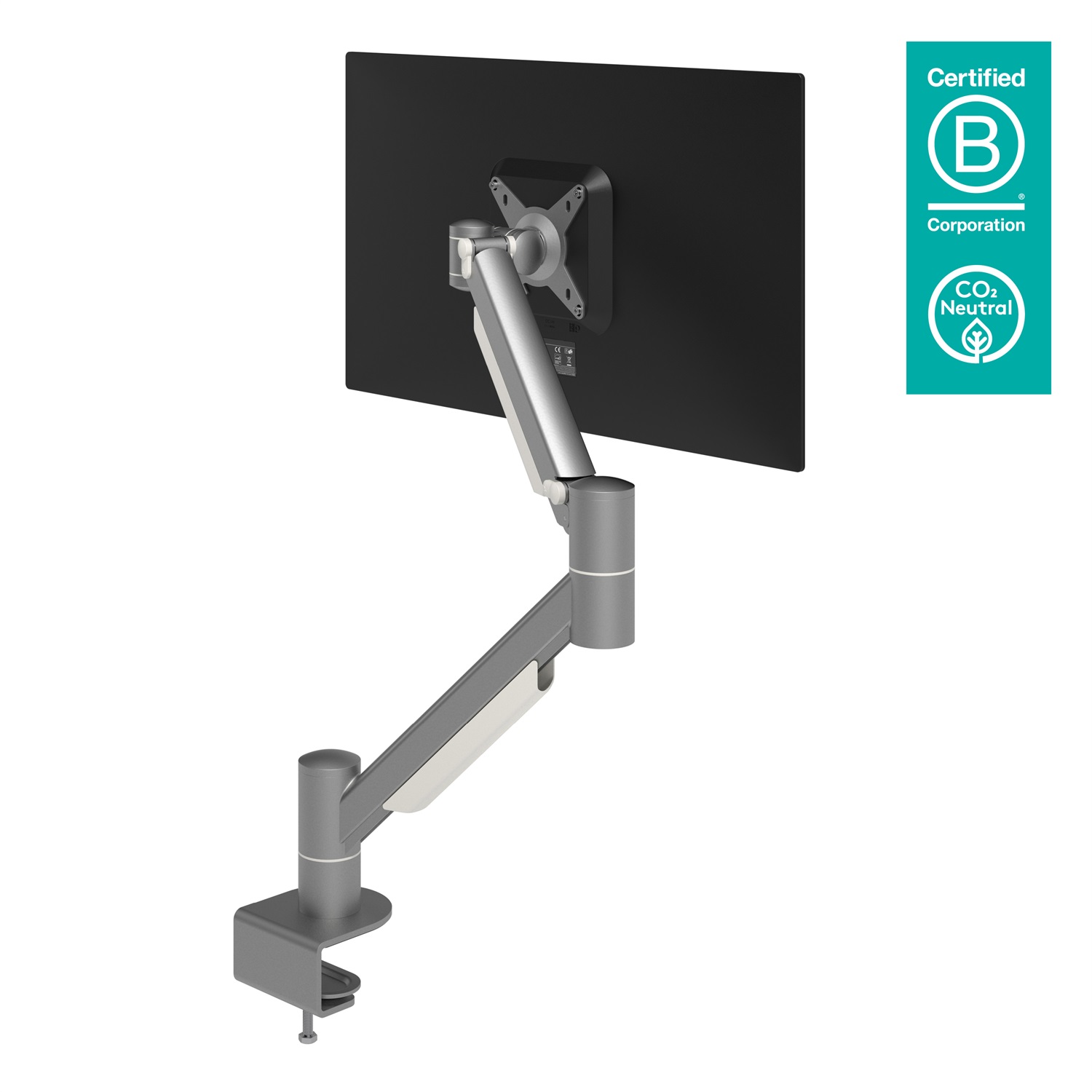 Dataflex Viewmate Plus Braccio Porta Monitor - Scrivania 832 con Supporto Piatto, Regolazione Altezza, Morsetto/Bullone da 8 kg, 100 x 100 mm, Argento