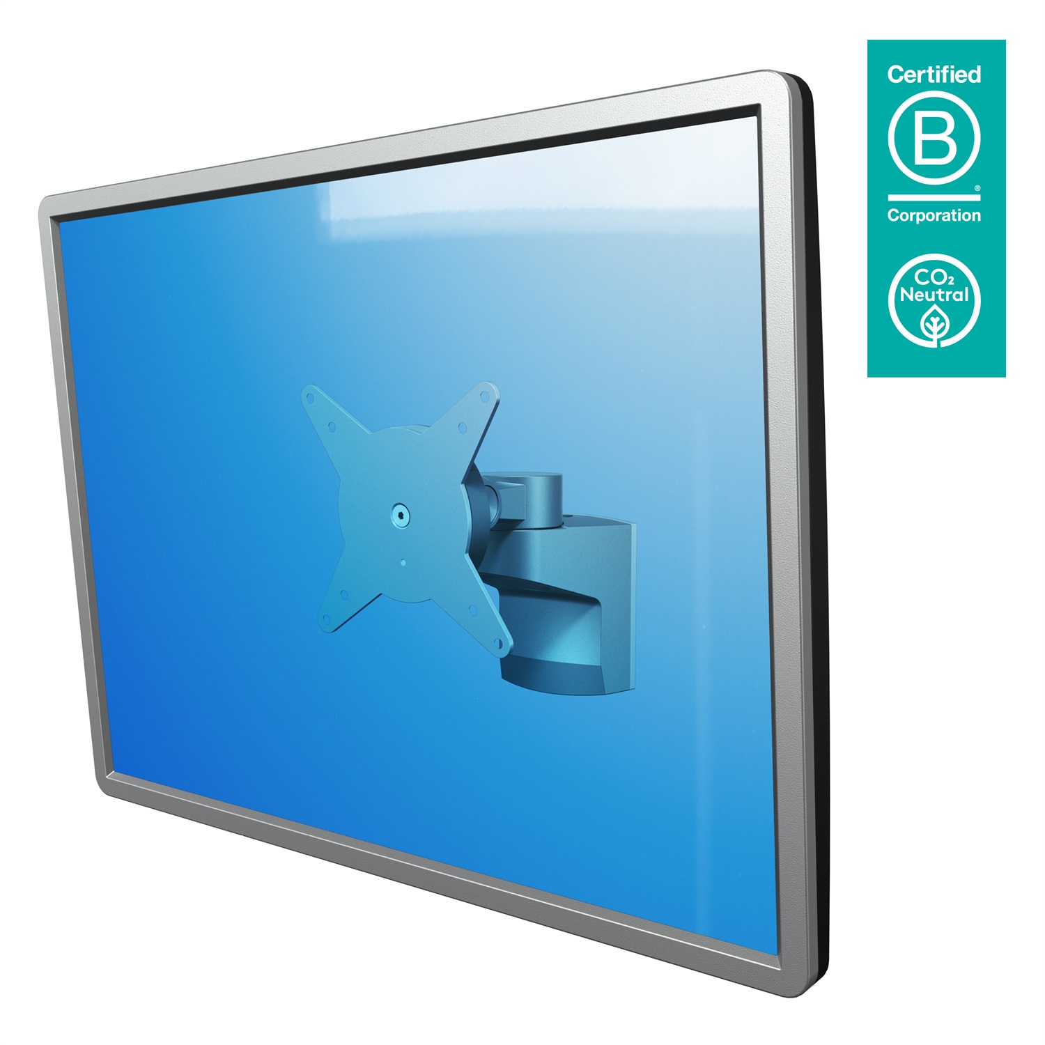 Dataflex Viewlite Braccio Porta Monitor a Parete 58.202 - Argento/Bianco, Portata 8 kg, Fino a 61 cm, VESA 100x100, Rotazione 360°, Inclinazione 90°/-55°, Garanzia 5 Anni