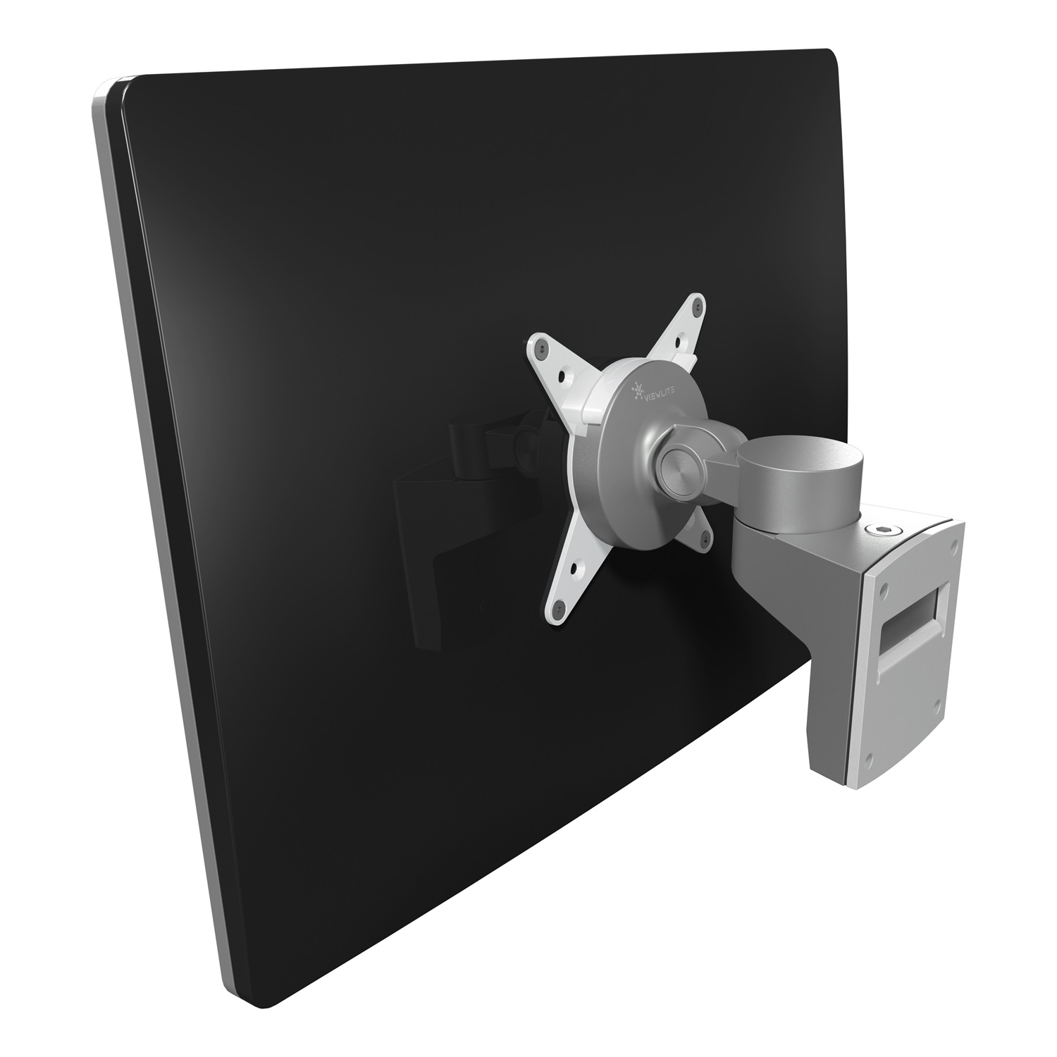 Dataflex Viewlite Braccio Porta Monitor a Parete 58.202 - Argento/Bianco, Portata 8 kg, Fino a 61 cm, VESA 100x100, Rotazione 360°, Inclinazione 90°/-55°, Garanzia 5 Anni