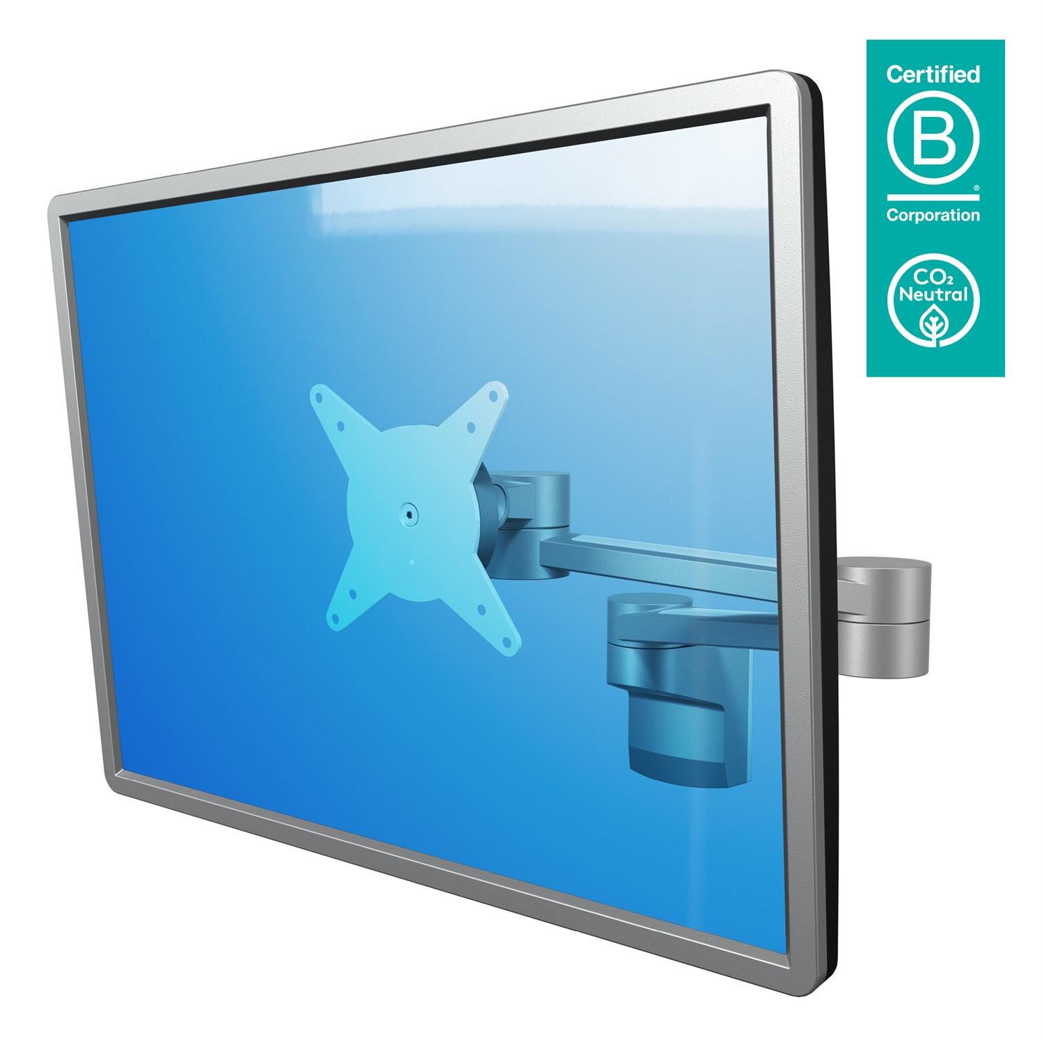 Dataflex Viewlite Braccio Porta Monitor a Parete 58.222 - Colore Argento / Bianco con Doppie Estensioni