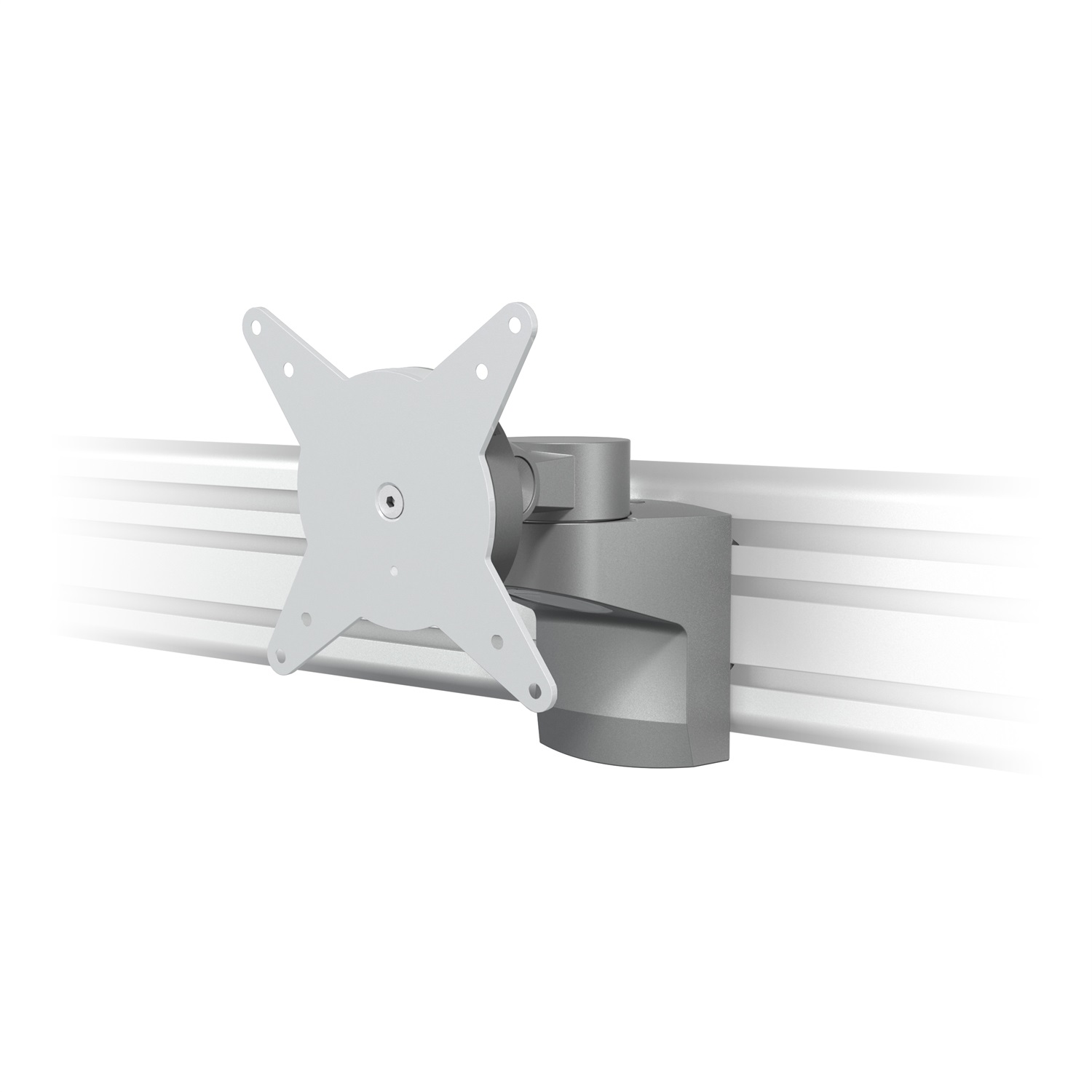 Dataflex Viewlite Braccio Porta Monitor Singolo - Binario 402, Argento/Bianco, Fissaggio a Binario, Altezza e Profondità Fisse, Compatibile VESA