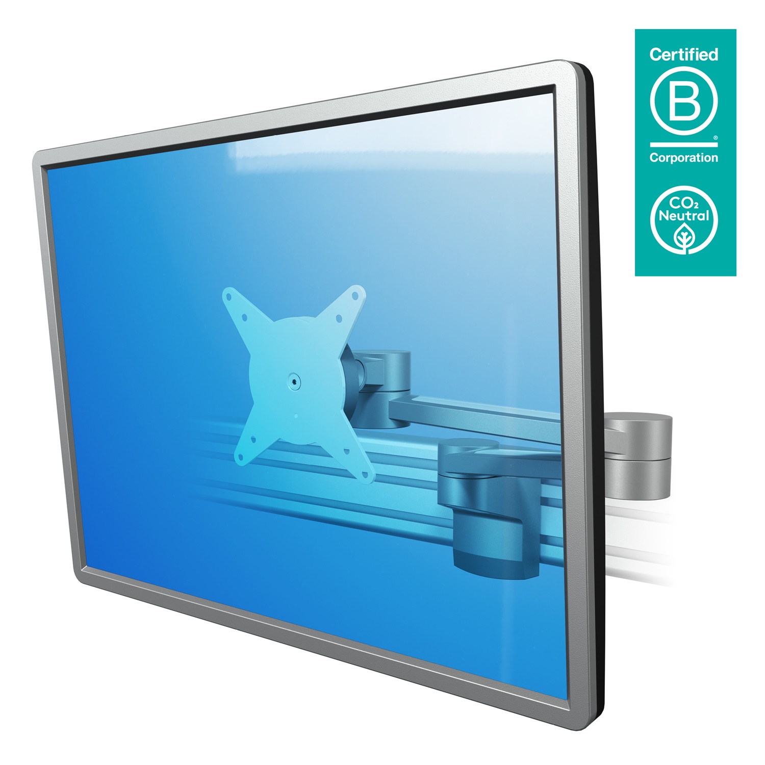 Dataflex Viewlite Braccio Porta Monitor - Binario 422, Argento/Bianco, Doppie Estensioni per Regolazione Indipendente