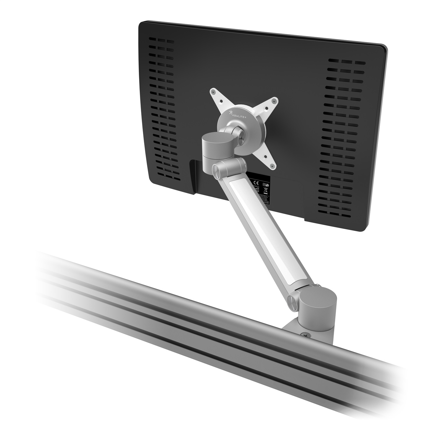 Dataflex Viewlite Plus Braccio Porta Monitor - Binario 512, Argento/Bianco, Fissaggio a Parete o a Binario