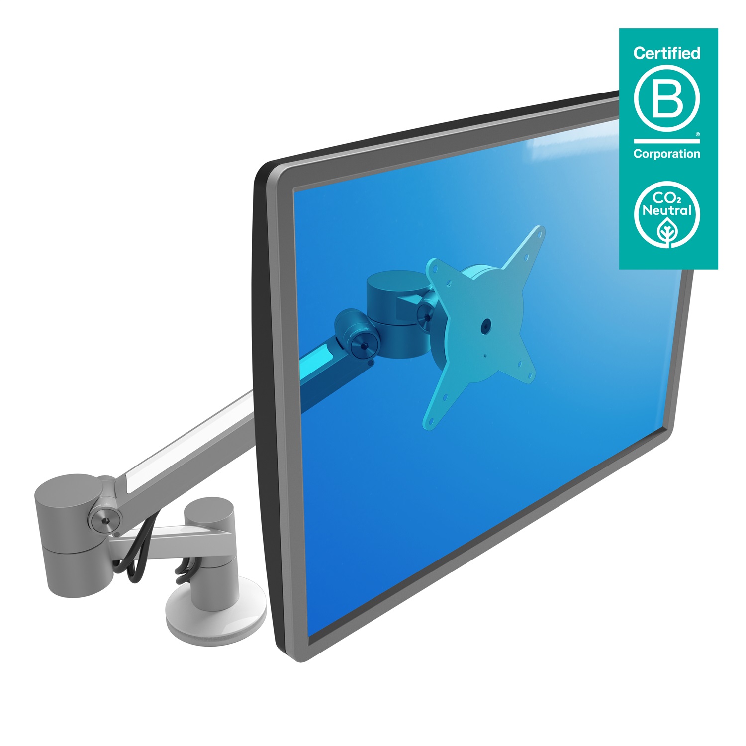 Dataflex Viewlite Plus Braccio Porta Monitor Scrivania - Supporto per Monitor Fino a 7 kg, VESA 100x100, Colore Argento/Bianco