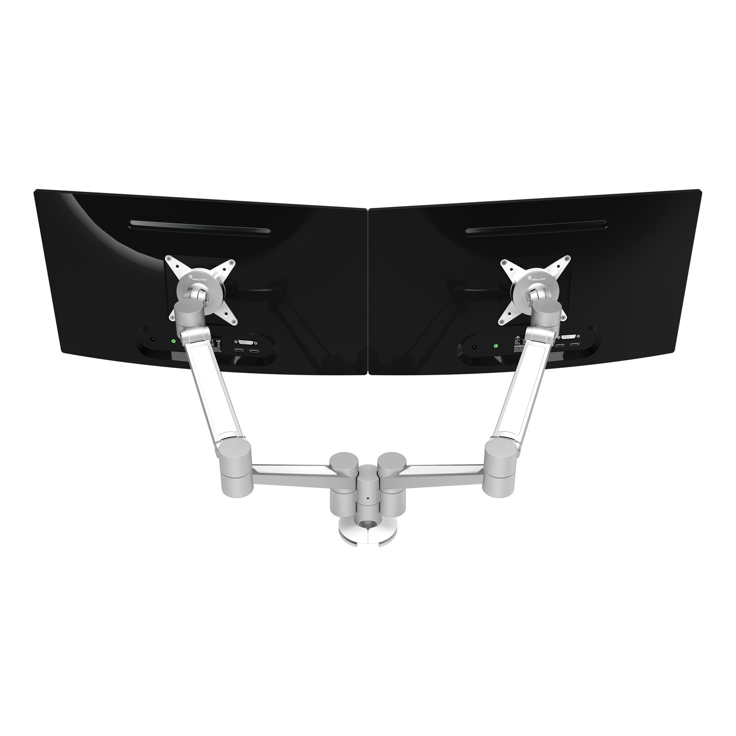 Dataflex Viewlite Plus Braccio Porta Monitor per 2 Monitor - Scrivania 652 - Colore Argento/Bianco - Regolabile in Altezza e Profondità