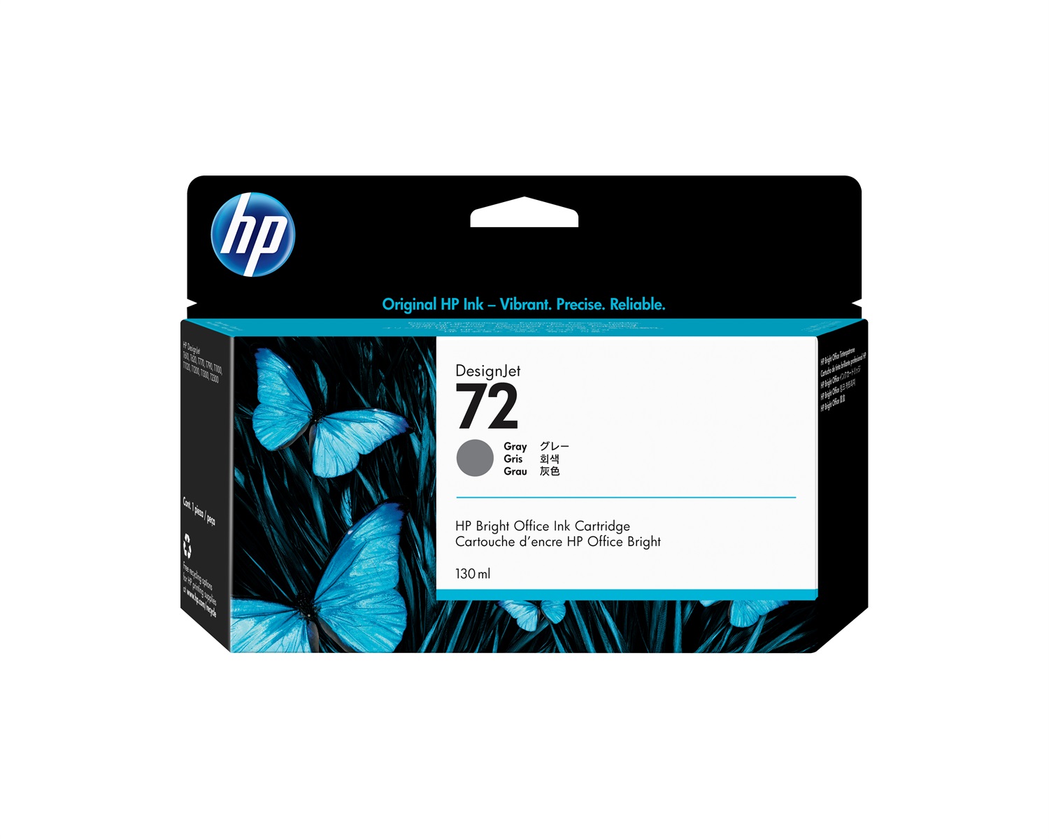 HP Cartuccia d'inchiostro Grigio C9374A 72 - 130 ml, Alta Capacità, Compatibile con DesignJet T610/T1100/T1120/T620/T770/T1200/T2300/T790/T1300