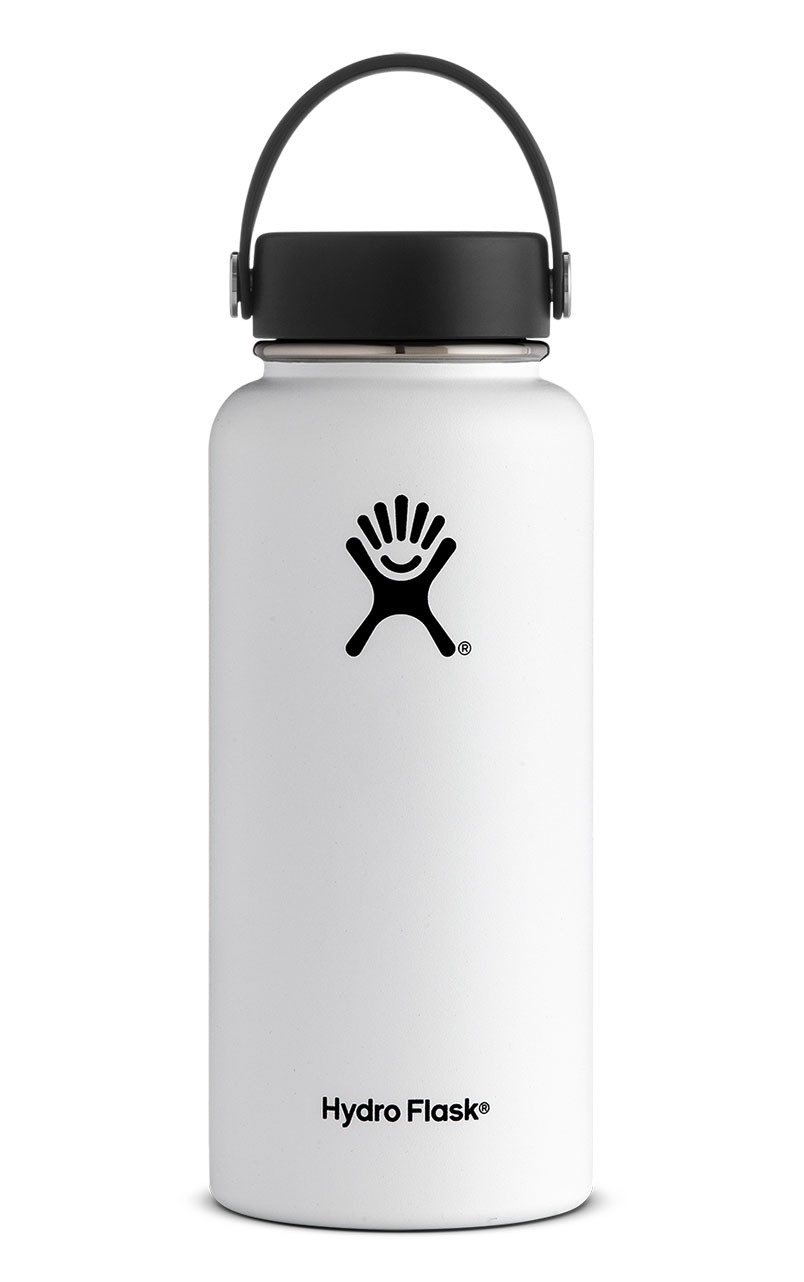 Hydro Flask Borraccia Wide Mouth 946 ml (32 oz) in Acciaio Inossidabile con Isolamento Sottovuoto, Coperchio a Prova di Perdite - Bianco
