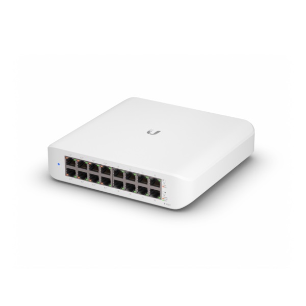 Ubiquiti UniFi Switch Lite 16 PoE - Switch Gigabit Layer 2 con 16 Porte RJ45 (10/100/1000), 8 Porte PoE 802.3at, Potenza Totale 45W, Montabile a Parete, Bianco