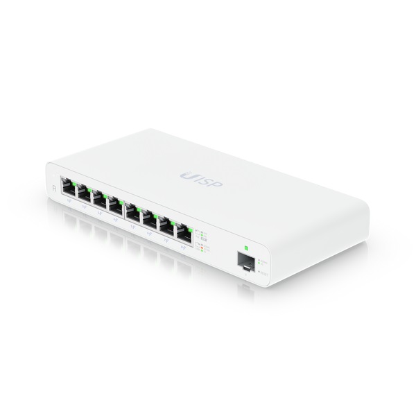 Ubiquiti UISP-R Router cablato Gigabit Ethernet Bianco con 8 porte RJ45 e 1 porta SFP, PoE 110W