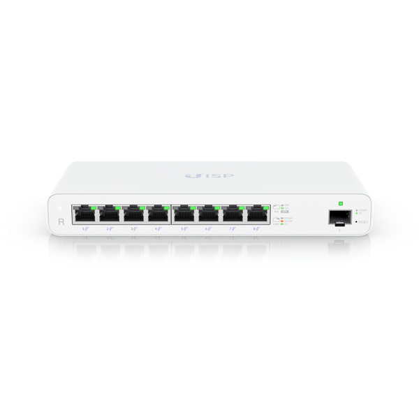 Ubiquiti UISP-R Router cablato Gigabit Ethernet Bianco con 8 porte RJ45 e 1 porta SFP, PoE 110W