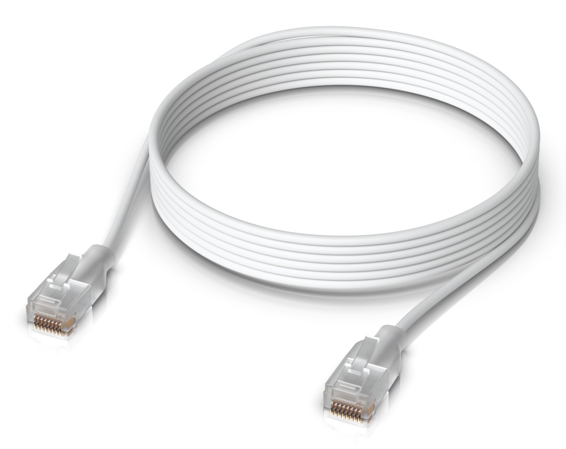 Ubiquiti UACC-Cable-Patch-EL-3M-W Cavo di rete Cat6 3m RJ-45 Dritto Maschio Bianco Traslucido - 2.5 Gigabit Ethernet Power over Ethernet (PoE)
