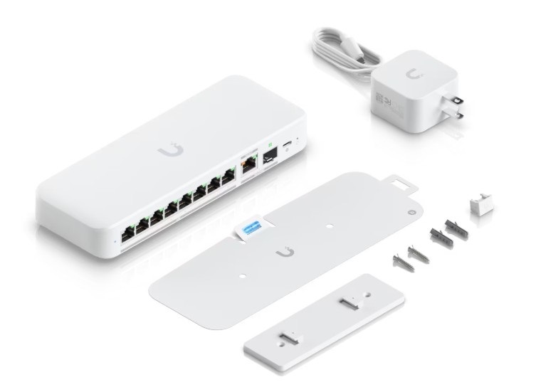 Ubiquiti UniFi Flex 2.5G Switch Gestito L2 con 8 Porte RJ-45 2.5G e 1 Porta RJ-45/SFP - Supporto Power over Ethernet (PoE) - Montaggio da Desktop/Parete - Bianco