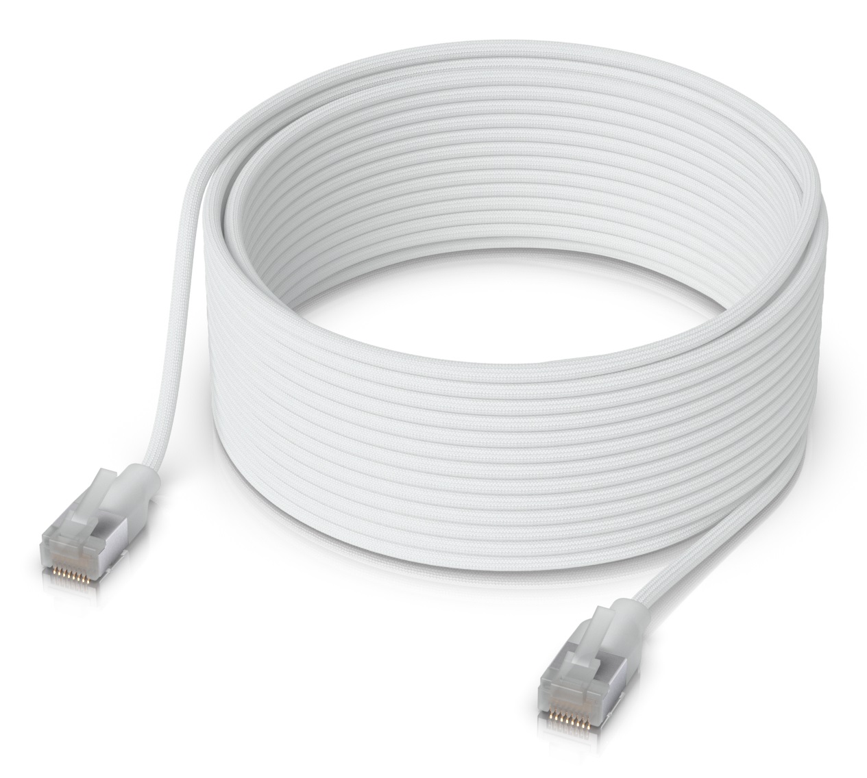Ubiquiti UACC-Cable-Patch-EL-C6A-15M-W Cavo di Rete Translucent Bianco Cat6a Ultra-thin Braided Shielded RJ45 - 15M, Ottimizzato per 10 GbE Networking