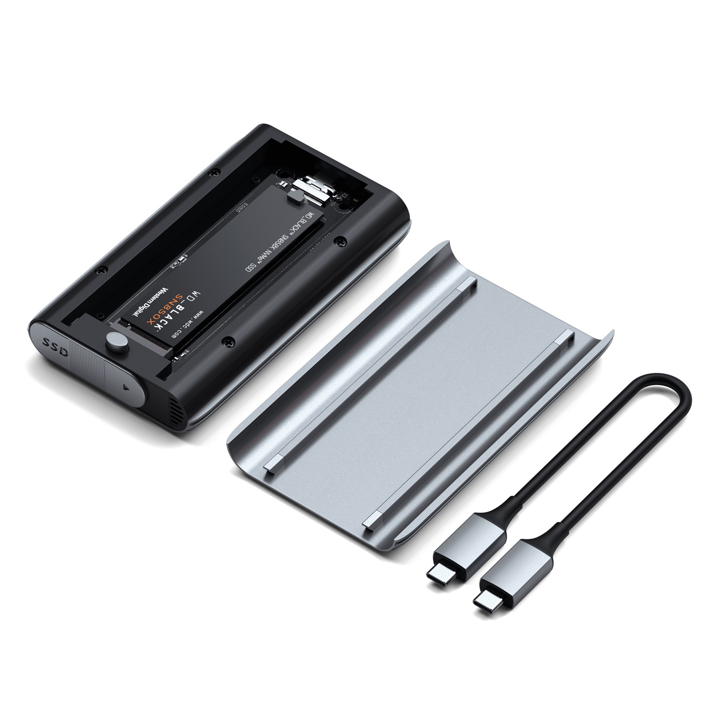 Satechi USB4 NVMe SSD Pro Box Esterno - Alloggiamento SSD M.2, 40 Gbps, Fino a 16 TB, Alluminio e Policabonato, Supporto per SSD 2280/2260/2242 mm