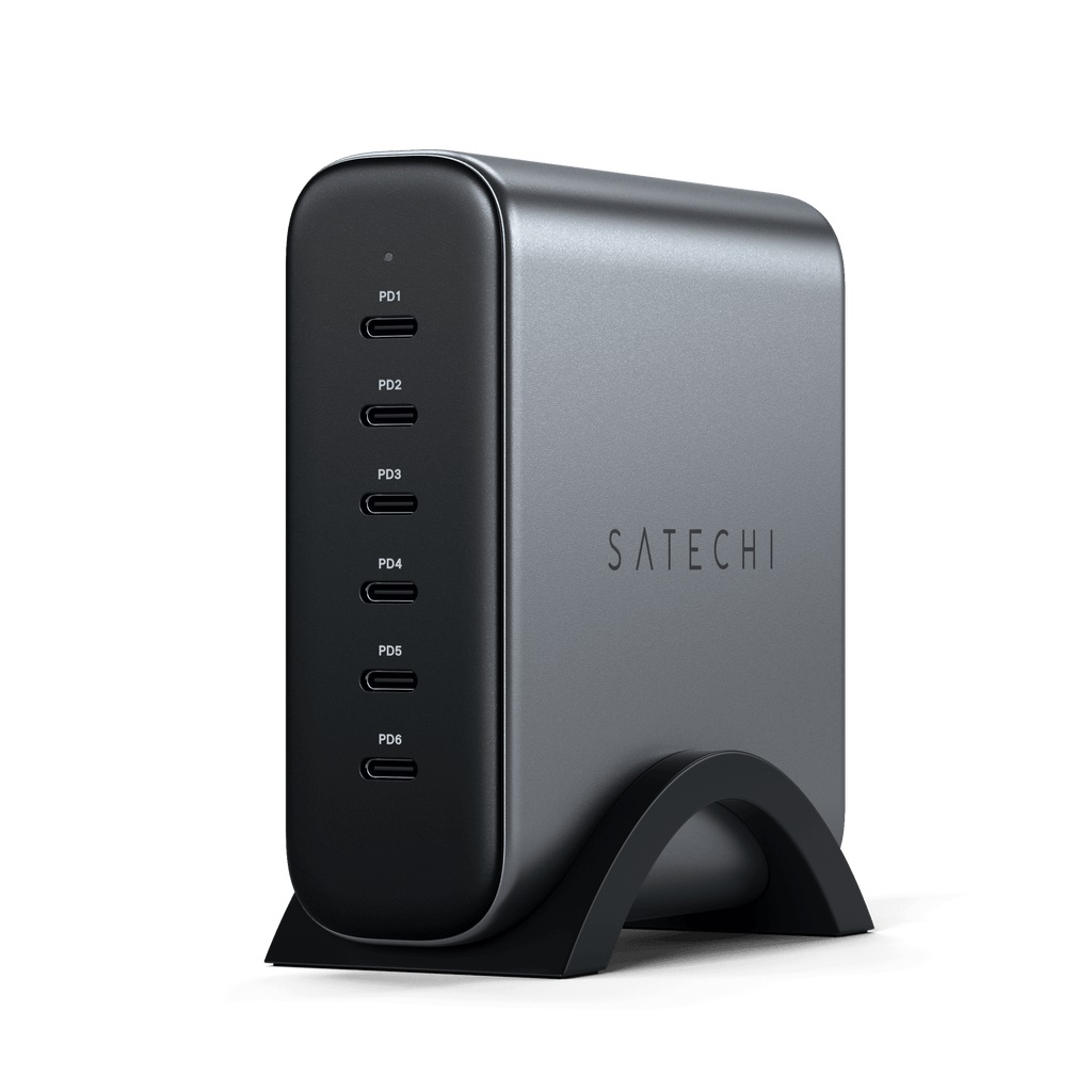 Satechi ST-C200GM-EU Caricabatterie GaN USB-C da 200W con 6 Porte - Ricarica Rapida per Dispositivi Mobili Universale Grigio
