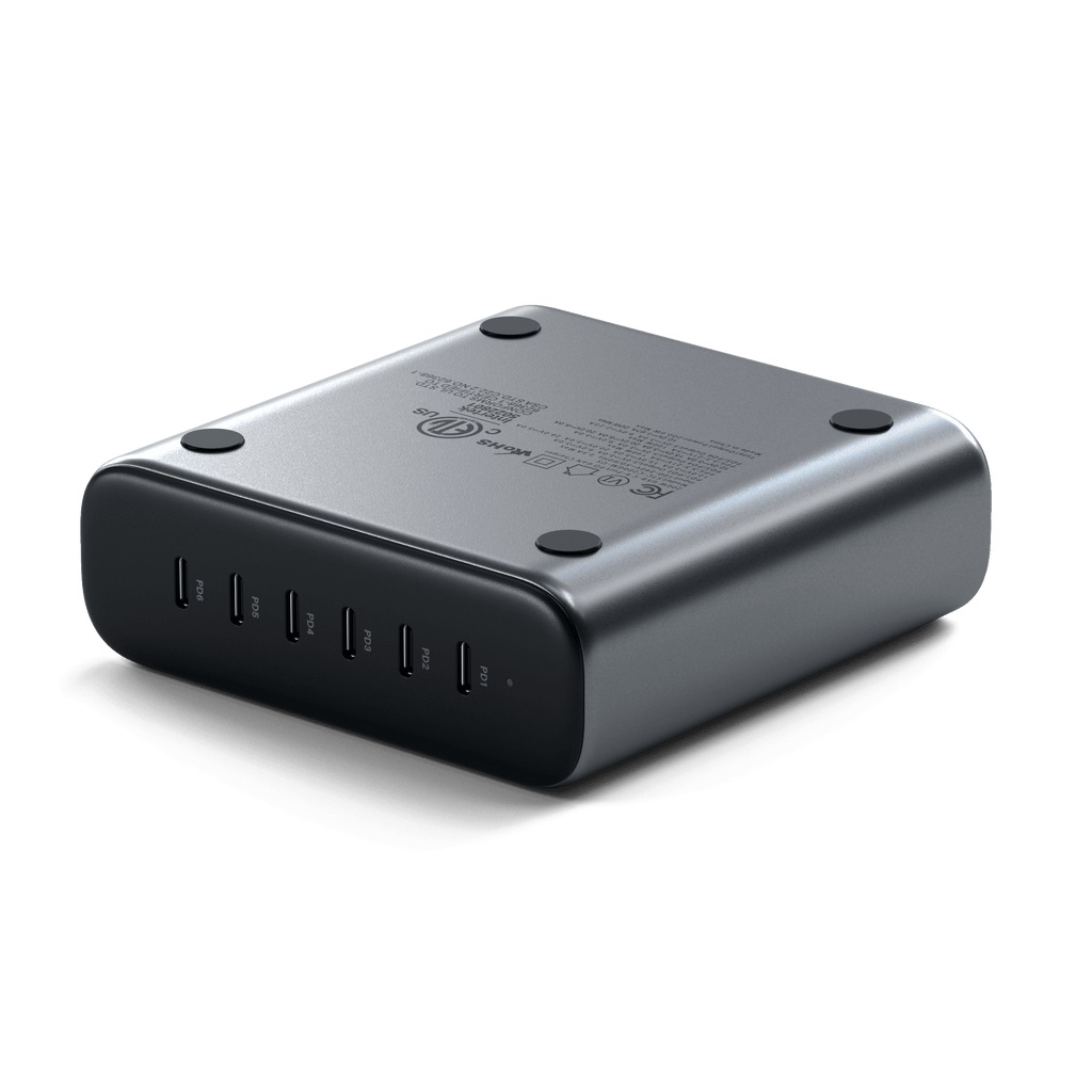 Satechi ST-C200GM-EU Caricabatterie GaN USB-C da 200W con 6 Porte - Ricarica Rapida per Dispositivi Mobili Universale Grigio