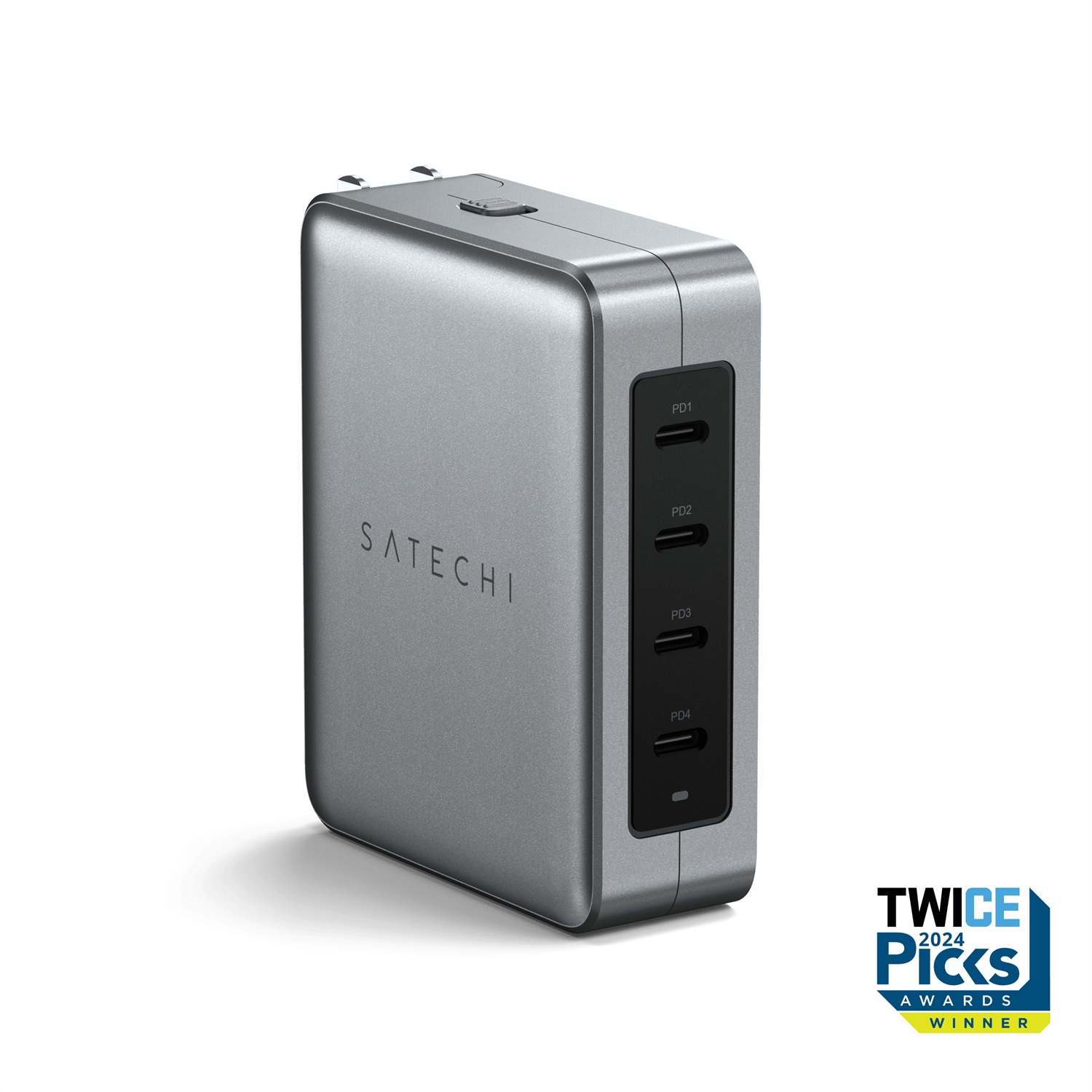 Satechi Caricatore da Viaggio GaN 145W con 4 Porte USB-C (2 PD 3.1 e 2 PD 3.0) - Ricarica Rapida per Apple, Windows e Chrome