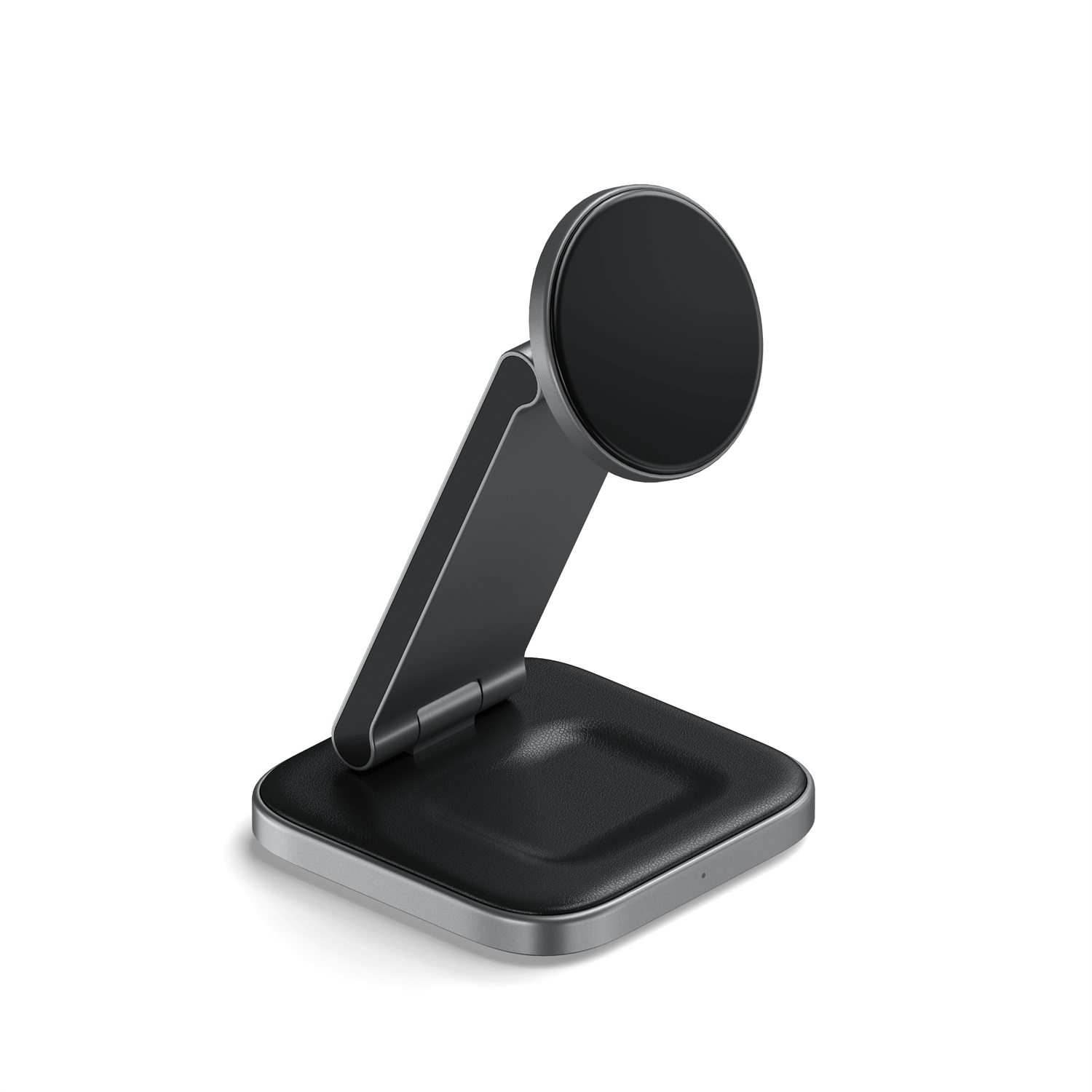 SATECHI Stazione di Ricarica Wireless 3 in 1 Qi2 15W Magnetica Pieghevole per iPhone, Apple Watch e AirPods - Grigio/Nero