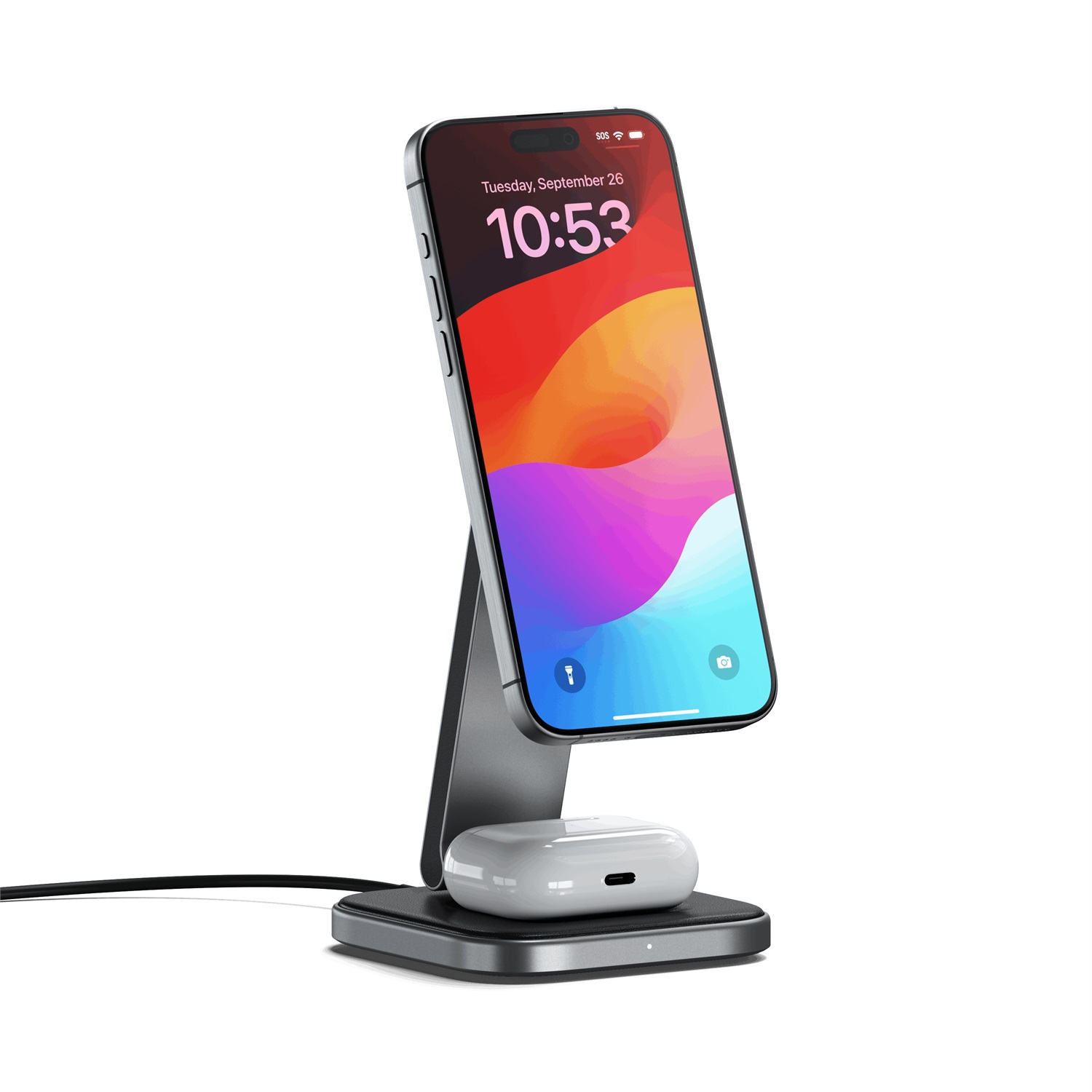 SATECHI Caricatore Wireless 2 in 1, Stand Magnetico Qi2 da 15W, Caricabatterie Pieghevole per iPhone 16/15/14/13/12 e AirPods Pro/4/3/2/1