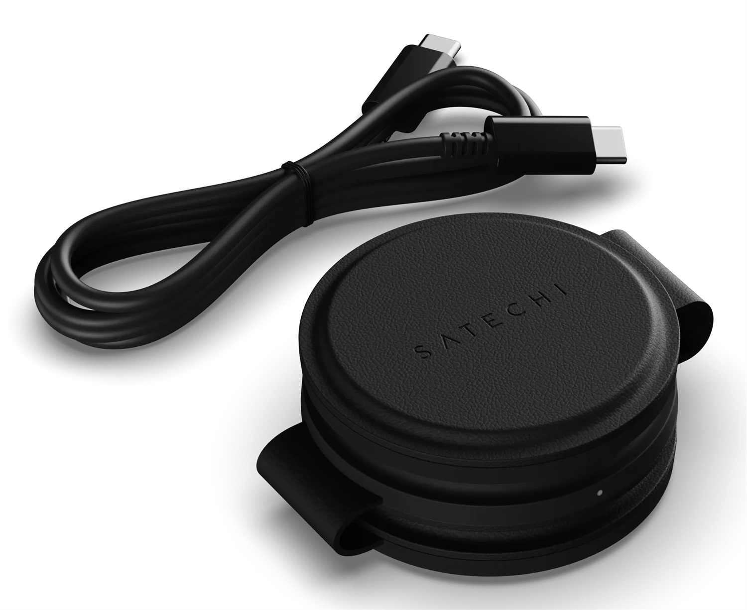 Satechi OnTheGo Caricatore da viaggio 3-in-1 Qi2 con ricarica rapida 15W per iPhone, 5W per Apple Watch e AirPods - Nero