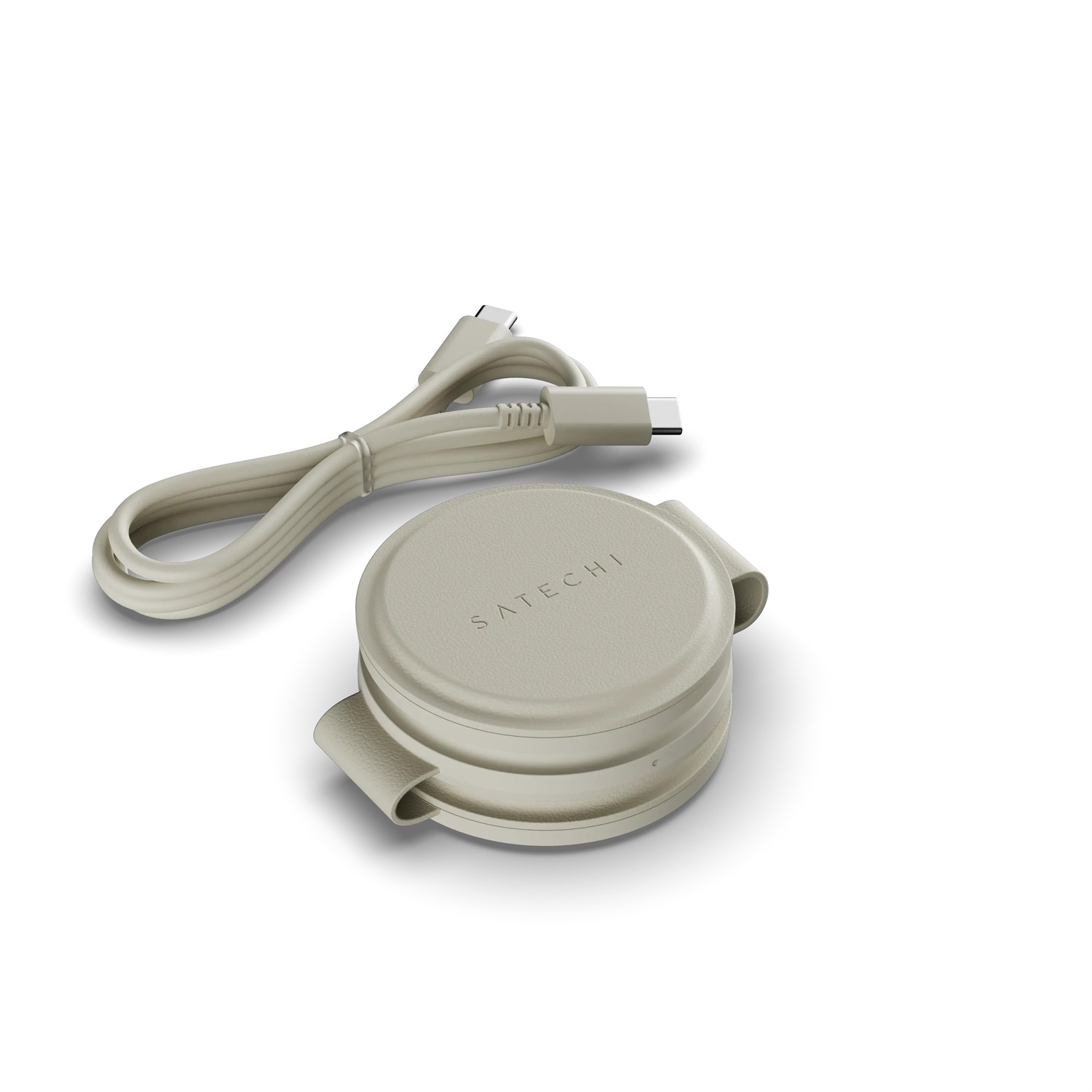 Satechi OnTheGo Caricatore da viaggio 3-in-1 Qi2 con ricarica rapida 15W per iPhone, 5W per Apple Watch e AirPods - Colore Sabbia