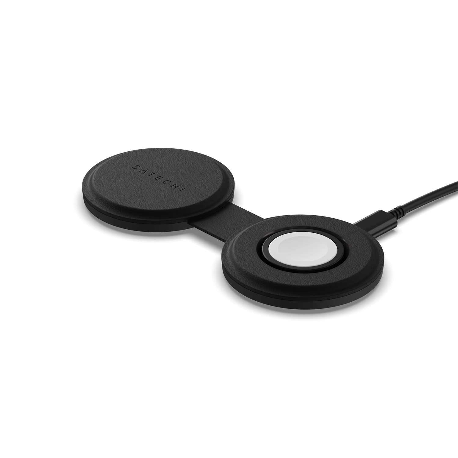 Satechi OntheGo Caricabatterie Wireless 2 in 1 - Ricarica Rapida 15W per iPhone, 5W per Apple Watch e AirPods - Compatto e Pieghevole