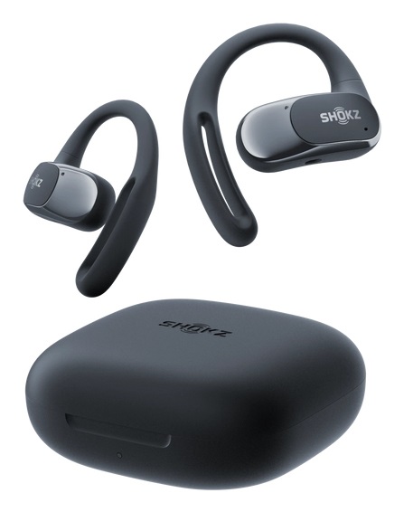 Shokz OpenFit Air Auricolare Wireless Bluetooth Nero - Design Open-ear, Fino a 28 Ore di Autonomia, Microfono Integrato, Resistente al Sudore e all'Acqua