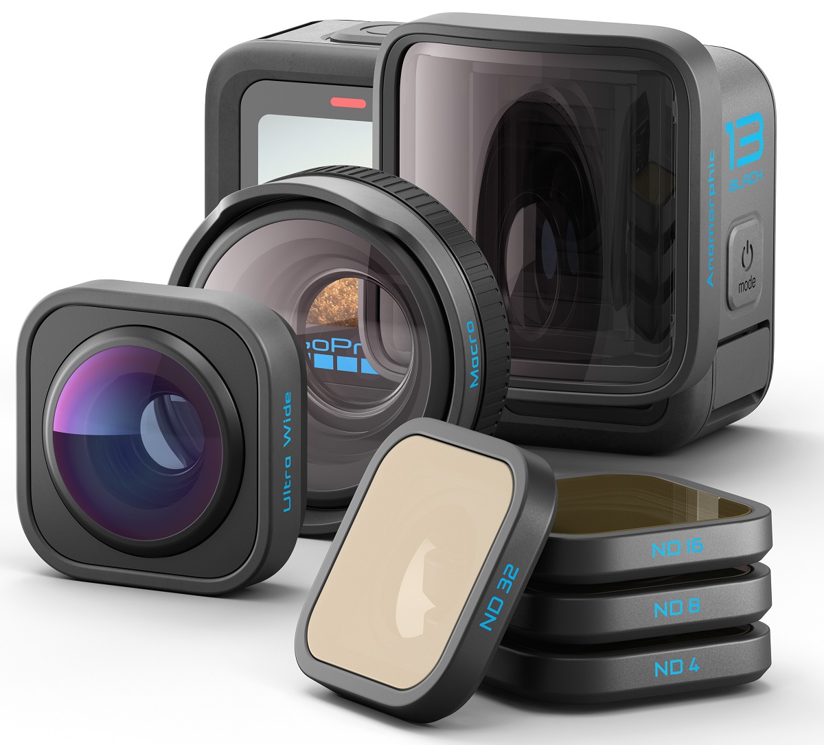 GoPro Collezione di obiettivi HB-Series per HERO13 Black - Include Ultra Wide Lens Mod, Macro Lens Mod, Anamorphic Lens Mod, 4 filtri ND e custodia