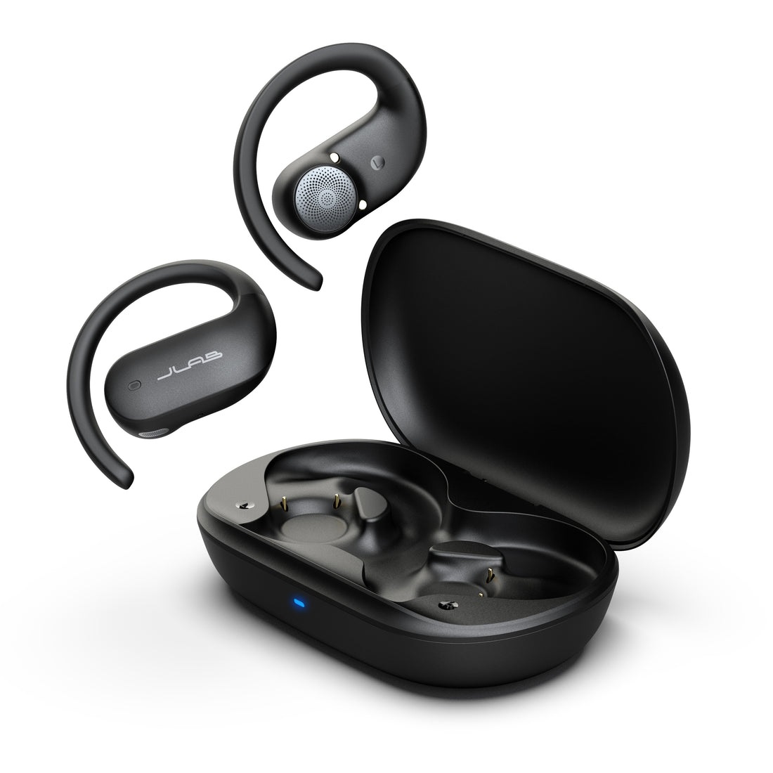 JLab JBuds Open Sport Cuffie True Wireless Stereo (TWS) Open Ear con Ganci per Orecchie, 26 Ore di Autonomia, IP55 Resistenti al Sudore, Bluetooth Multipoint, Nero