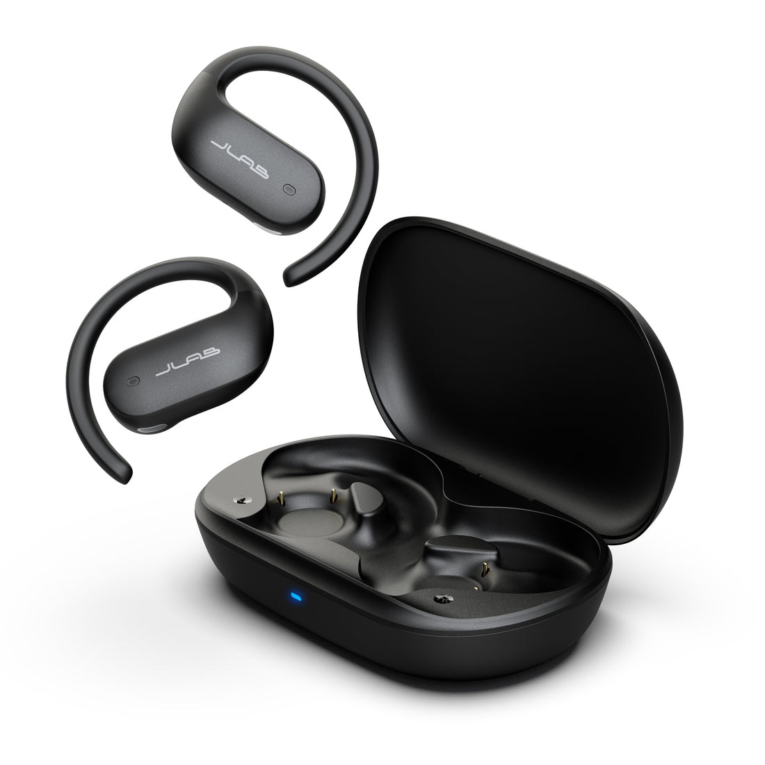 JLab JBuds Open Sport Cuffie True Wireless Stereo (TWS) Open Ear con Ganci per Orecchie, 26 Ore di Autonomia, IP55 Resistenti al Sudore, Bluetooth Multipoint, Nero