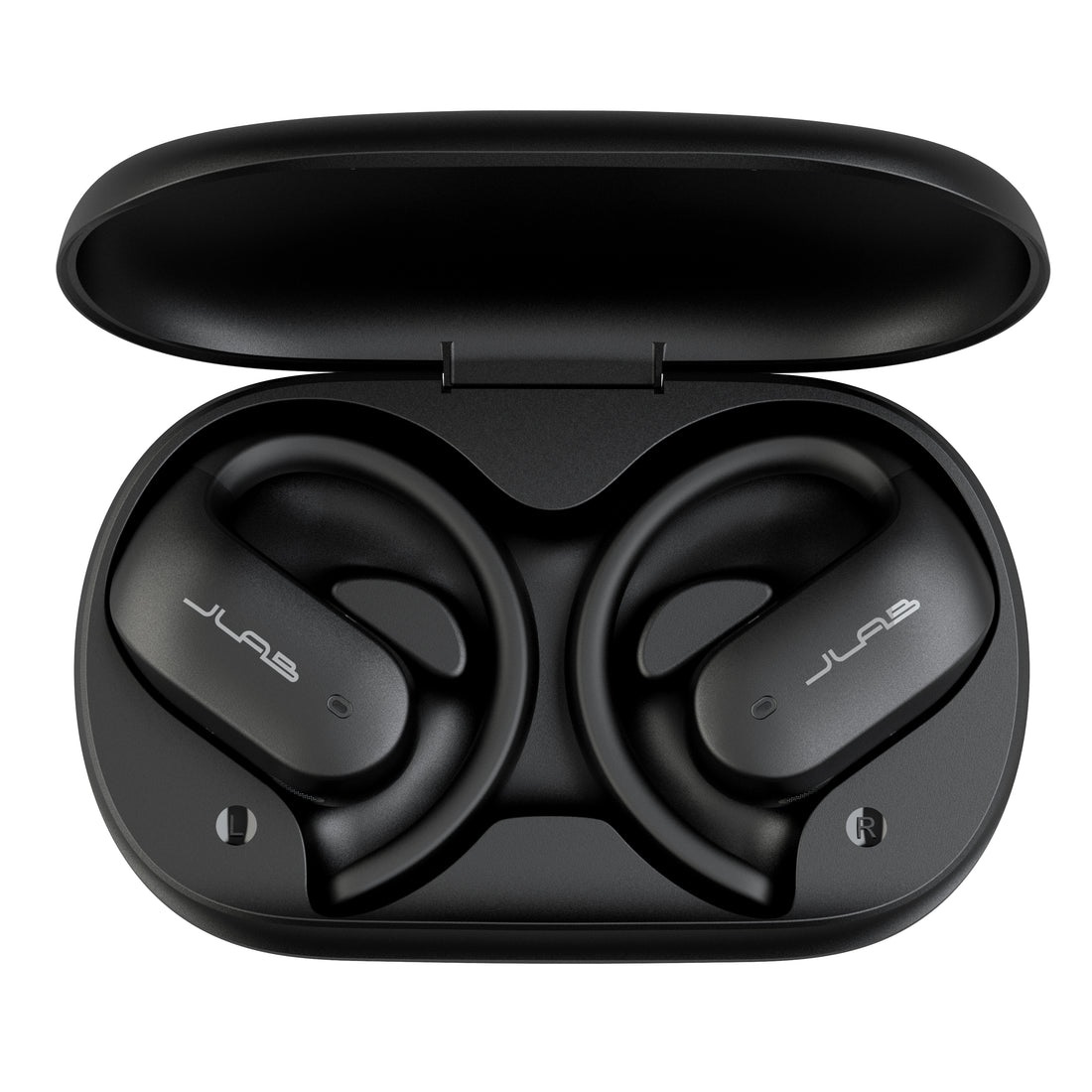JLab JBuds Open Sport Cuffie True Wireless Stereo (TWS) Open Ear con Ganci per Orecchie, 26 Ore di Autonomia, IP55 Resistenti al Sudore, Bluetooth Multipoint, Nero
