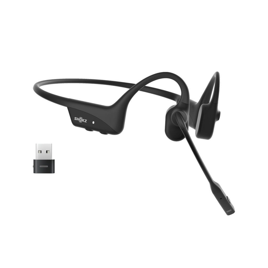 SHOKZ C120-AC-BK Auricolare Wireless Bluetooth OpenComm2 UC - Ufficio, 35 g, Nero, con Adattatore USB-C