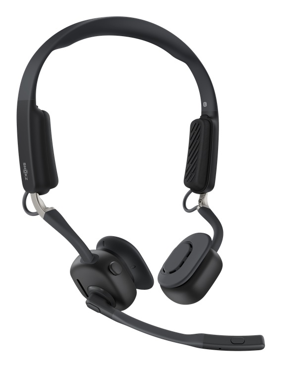 SHOKZ Openmeet Auricolare Wireless con Microfono a Clip, USB tipo-C, Bluetooth, Cancellazione Rumore, Nero