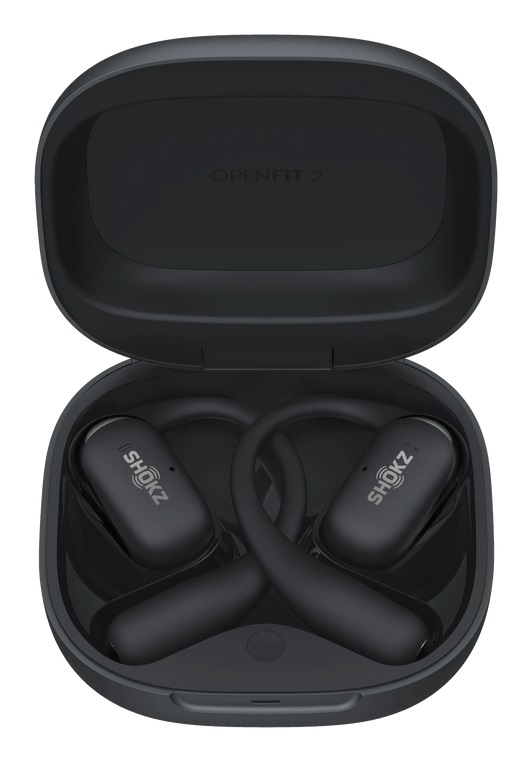 SHOKZ OpenFit 2 Cuffie Wireless Bluetooth a Conduzione Ossea - Nero, Fino a 11 Ore di Riproduzione, Ideali per Chiamate, Musica e Sport