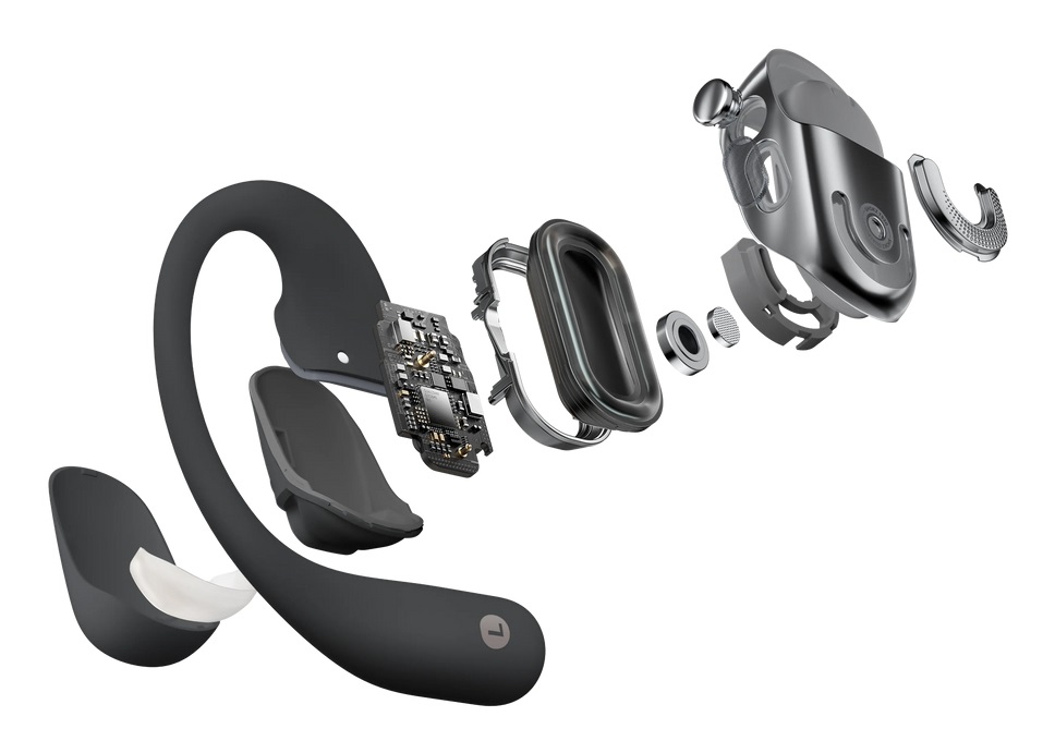 SHOKZ OpenFit 2 Cuffie Wireless Bluetooth a Conduzione Ossea - Nero, Fino a 11 Ore di Riproduzione, Ideali per Chiamate, Musica e Sport