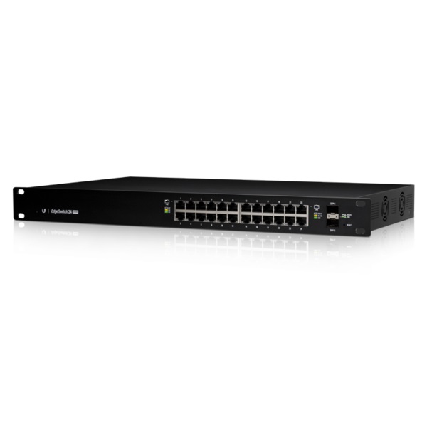 Ubiquiti Networks ES-24-250W Switch di rete Gestito L2/L3 con 24 Porte Gigabit Ethernet (10/100/1000), 2 SFP, Supporto Power over Ethernet (PoE), Montaggio Rack 1U, Nero