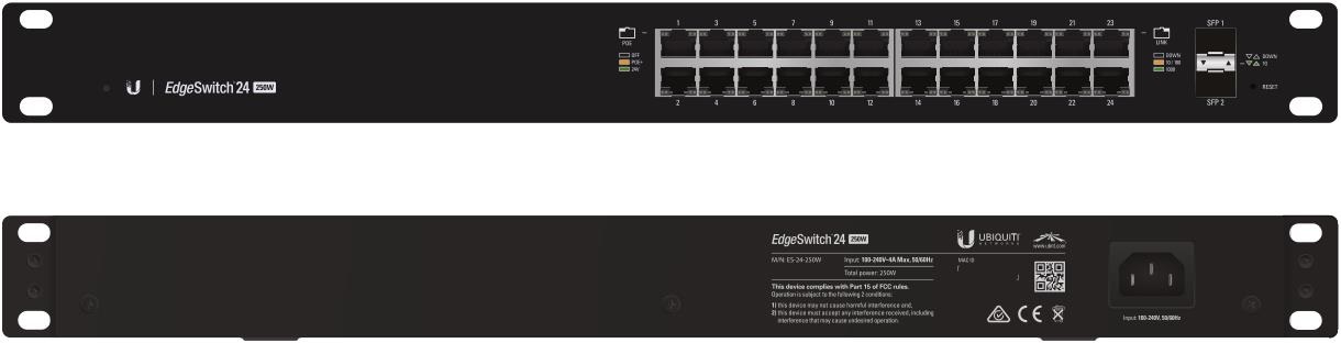 Ubiquiti Networks ES-24-250W Switch di rete Gestito L2/L3 con 24 Porte Gigabit Ethernet (10/100/1000), 2 SFP, Supporto Power over Ethernet (PoE), Montaggio Rack 1U, Nero