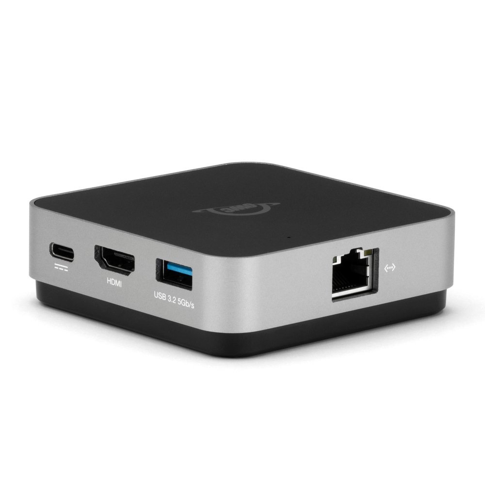 OWC USB-C Travel Dock E 6 Porte - Docking Station e Replicatore di Porte con 2x USB 3.2 Type-A, 1x HDMI 2.0, 1x Lettore di Schede SD, 1x Gigabit Ethernet, Pass-Through USB-C, Grigio Siderale