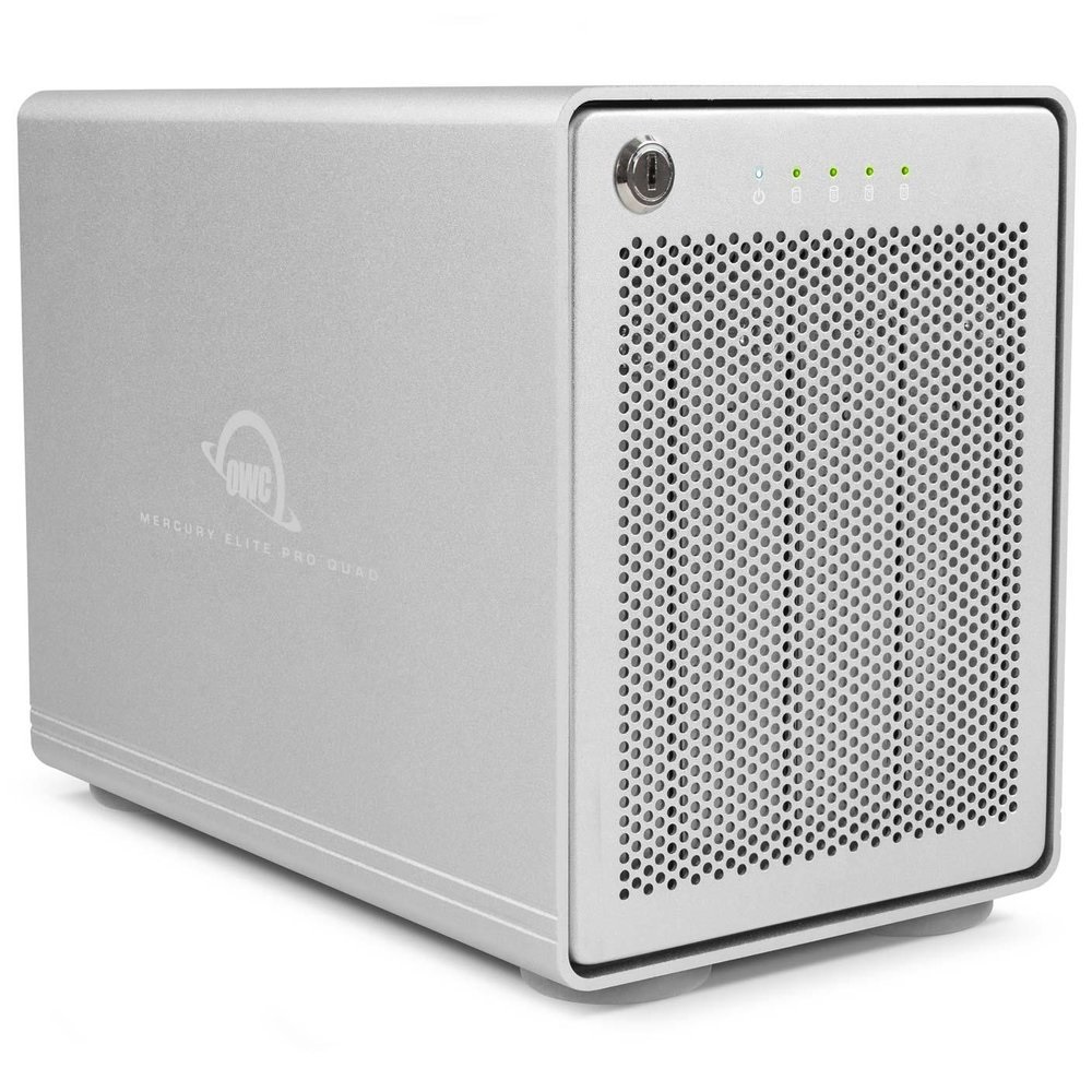 OWC Mercury Elite Pro Quad Box Esterno HDD/SSD Bianco 2.5/3.5 con Funzionalità SoftRAID e Supporto RAID 4 Bay