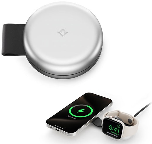 Twelve South ButterFly 2-in-1 Caricabatterie Wireless Compatto Pieghevole con Adattatore da Viaggio e Ricarica MagSafe Duo da 15 W per iPhone, AirPods e Apple Watch
