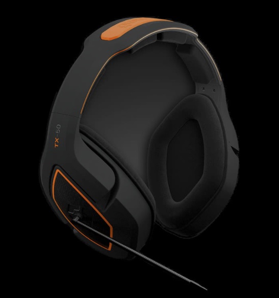 Gioteck TX-50 Auricolare Cablato A Padiglione Gaming Nero e Arancione con Driver da 50mm e Cancellazione del Rumore