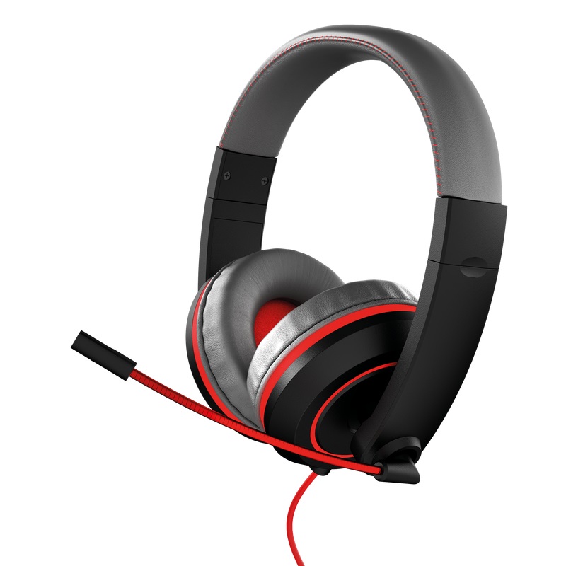 Gioteck XH100 S - Cuffie Gaming Ergonomiche con Cancellazione del Rumore, Controllo del Volume e Archetto Regolabile per PS5, Xbox Series X e PC (Rosso e Nero)
