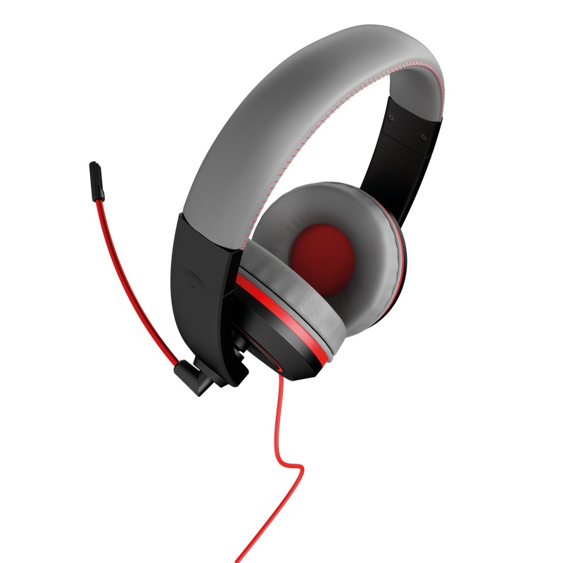 Gioteck XH100 S - Cuffie Gaming Ergonomiche con Cancellazione del Rumore, Controllo del Volume e Archetto Regolabile per PS5, Xbox Series X e PC (Rosso e Nero)