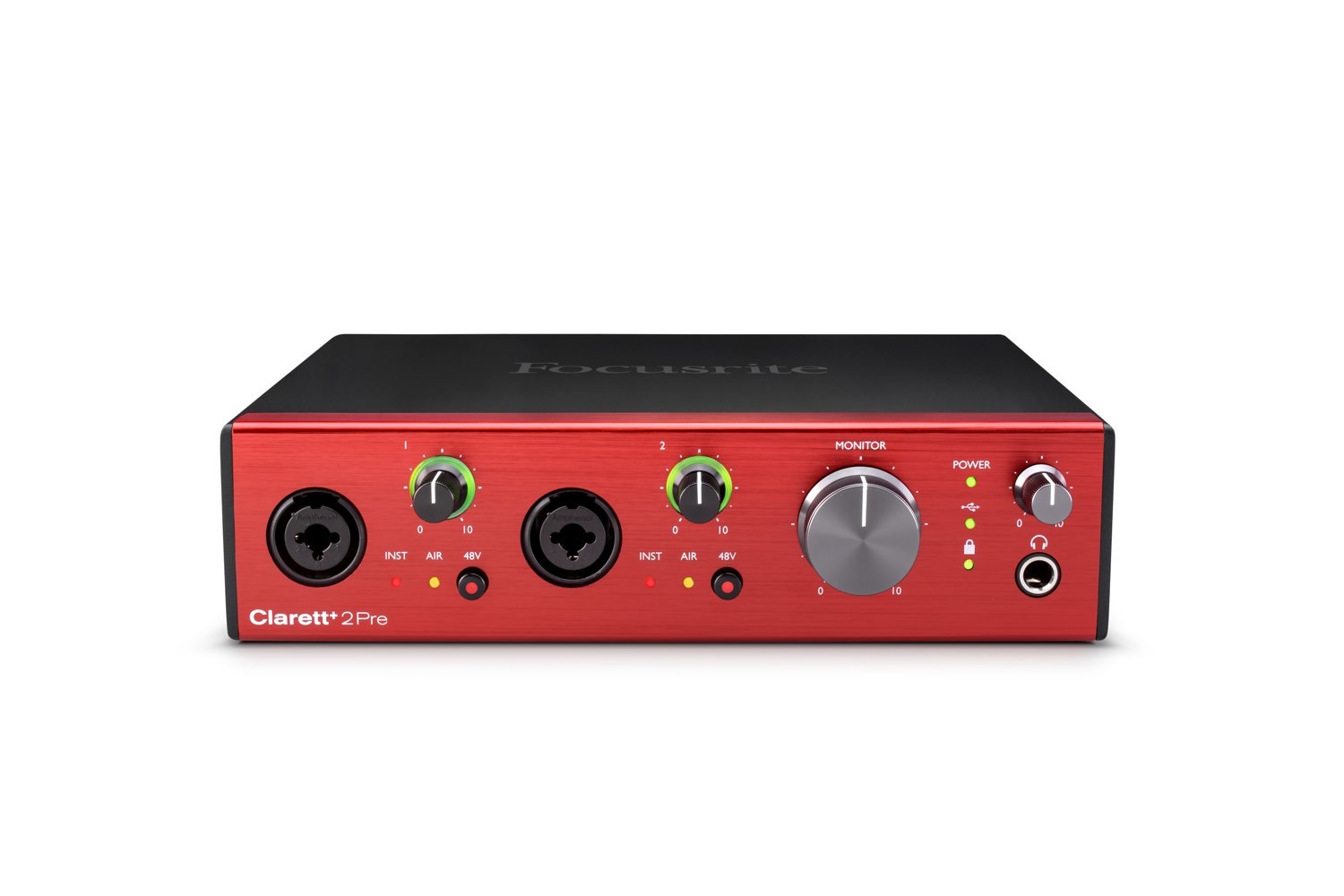 Focusrite Clarett 2Pre - Interfaccia Audio USB-C con 2 Preamplificatori Professionali, 4 Uscite TRS, Ingressi Combo e TOSLINK