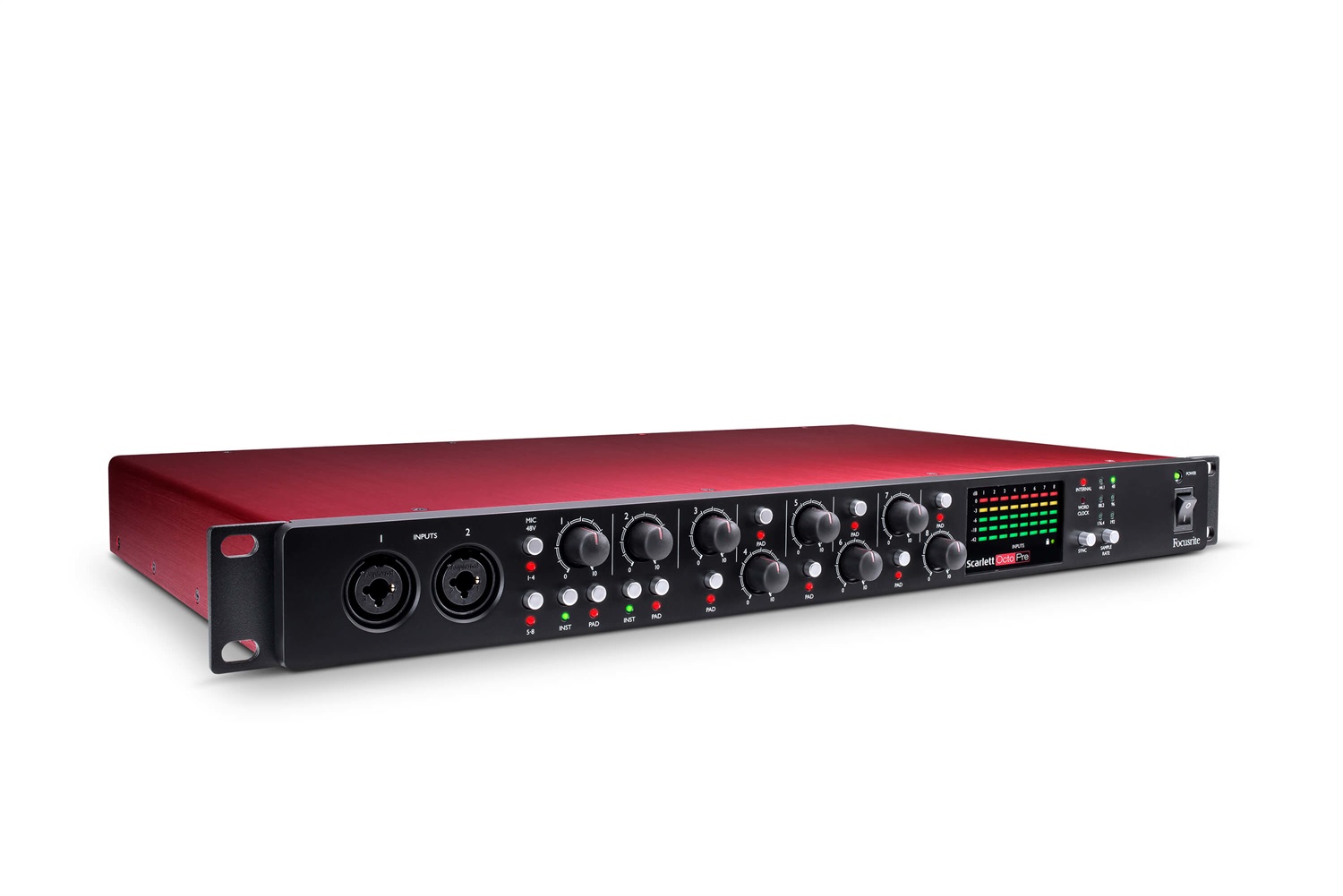 Focusrite Scarlett OctoPre - Preamplificatore e Convertitore ADAT 8 Canali con Compressore Analogico, Uscite Dirette, Montaggio Rack 19/1U