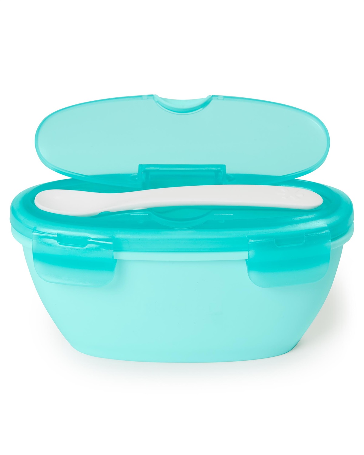Skip Hop Easy-Serve Travel Bowl & Spoon - Set da Viaggio Ergonomico per Bambini, Colore Verde Foglia di Tè, 1 pz