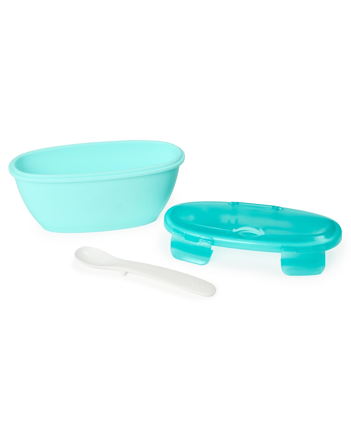 Skip Hop Easy-Serve Travel Bowl & Spoon - Set da Viaggio Ergonomico per Bambini, Colore Verde Foglia di Tè, 1 pz