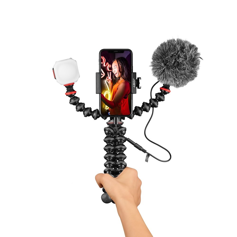Joby GorillaPod Mobile Vlogging Kit - Treppiede Flessibile per Smartphone e Macchine Fotografiche Digitali, 3 Gambe, Colore Nero/Rosso, Peso 540g