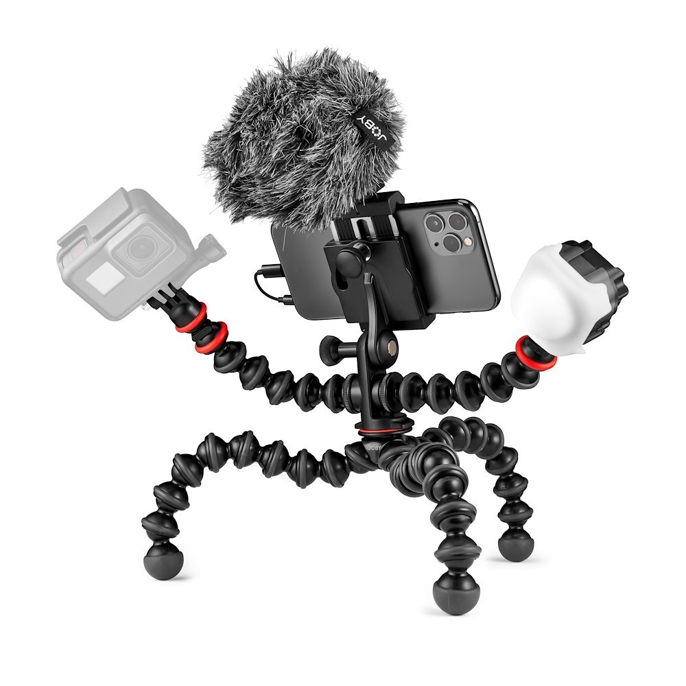 Joby GorillaPod Mobile Vlogging Kit - Treppiede Flessibile per Smartphone e Macchine Fotografiche Digitali, 3 Gambe, Colore Nero/Rosso, Peso 540g